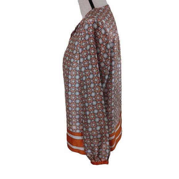 Jones New York Collection Peitite Size 8P Geometric Print Long Sleeve Blouse - Picture 8 of 10